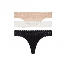 Tommy hilfiger UW0UW06337 thong 3 units - Multicolor (Ivory / Misty Blush / Black) дамско,бельо,дамски,бикини,и,танкини,tommy,hilfiger,uw0uw06337,thong,3,units,multicolor,(ivory,misty,blush,black)