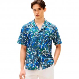 риза,с,къс,ръкав,дамски,ризи,мъжки,ризи,tommy,hilfiger,woven,bowling,short,sleeve,shirt,blue,(vintage,hawaiian,desert,sky)