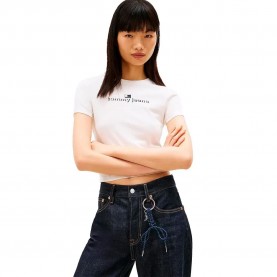 тениска,мъжки,тениски,дамски,тениски,tommy,jeans,ess,logo,1,slim,fit,short,sleeve,t,shirt,white,(ecru)
