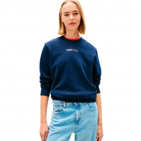блуза,дамски,блузи,tommy,jeans,ess,logo,2,crew,sweatshirt,blue,(dark,night,navy)