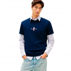 Тениска Tommy jeans Sign Block Regular Fit short sleeve T-shirt - Blue (Dark Night Navy) тениска,мъжки,тениски,дамски,тениски,tommy,jeans,sign,block,regular,fit,short,sleeve,t,shirt,blue,(dark,night,navy)
