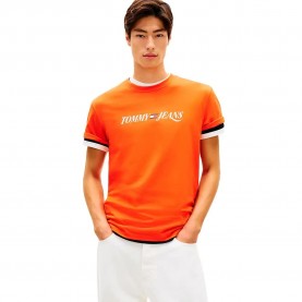Тениска Tommy jeans Vintage LA Regular Fit short sleeve T-shirt - Orange (Horizon) тениска,мъжки,тениски,дамски,тениски,tommy,jeans,vintage,la,regular,fit,short,sleeve,t,shirt,orange,(horizon)