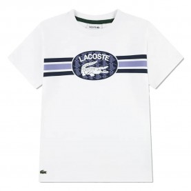 детска,тениска,мъжки,тениски,дамски,тениски,lacoste,kids,striped,logo,short,sleeve,t,shirt,white,(white)