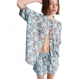 Тениска Roxy Beachy Nostalgia Print short sleeve T-shirt - Blue (Brownie Hibiscus Hype) тениска,мъжки,тениски,дамски,тениски,roxy,beachy,nostalgia,print,short,sleeve,t,shirt,blue,(brownie,hibiscus,hype)