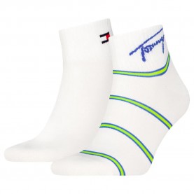 Чорапи Tommy hilfiger Breton Stripe Quarter socks 2 pairs - White (White / Yellow) чорапи,мъжки,чорапи,дамски,чорапи,tommy,hilfiger,breton,stripe,quarter,socks,2,pairs,white,(white,yellow)