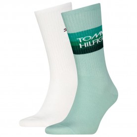 чорапи,мъжки,чорапи,tommy,hilfiger,logo,crew,socks,2,pairs,green,white,(fresh,green)