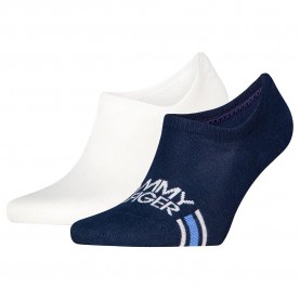 Чорапи Tommy hilfiger Logo Stripe no show socks 2 pairs - White / Blue (Navy) чорапи,мъжки,чорапи,tommy,hilfiger,logo,stripe,no,show,socks,2,pairs,white,blue,(navy)