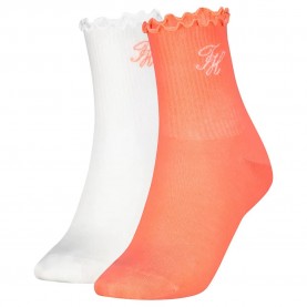 Чорапи Tommy hilfiger Refined Monogram short socks 2 pairs - Red / White (Coral) чорапи,мъжки,чорапи,дамски,чорапи,tommy,hilfiger,refined,monogram,short,socks,2,pairs,red,white,(coral)