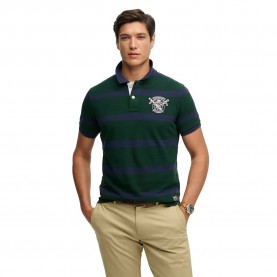 Блуза с яка Superdry Crest Stripe short sleeve polo - Green (Green / Navy Stripe) блуза,с,яка,дамски,блузи,с,яка,мъжки,блузи,с,яка,superdry,crest,stripe,short,sleeve,polo,green,(green,navy,stripe)