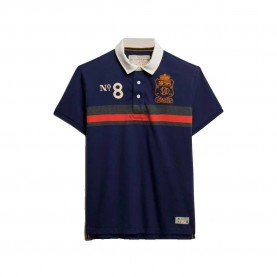 Superdry Double Emblem Rugby short sleeve polo - Blue (Navy / Orange Chest Band Stripe) дамски,блузи,с,яка,мъжки,блузи,с,яка,superdry,double,emblem,rugby,short,sleeve,polo,blue,(navy,orange,chest,band,stripe)