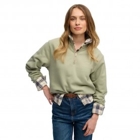 Блуза Superdry Essential Logo Embroidered half zip sweatshirt - Green (Dusty Sage) блуза,дамски,блузи,superdry,essential,logo,embroidered,half,zip,sweatshirt,green,(dusty,sage)