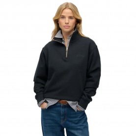 Блуза Superdry Essential Logo Embroidered half zip sweatshirt - Blue (Eclipse Navy) блуза,дамски,блузи,superdry,essential,logo,embroidered,half,zip,sweatshirt,blue,(eclipse,navy)