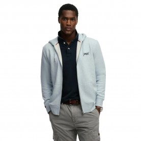 Блуза Superdry Essential Logo full zip sweatshirt - Blue (Icy Blue Marl) блуза,мъжки,пуловери,superdry,essential,logo,full,zip,sweatshirt,blue,(icy,blue,marl)