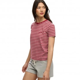 Тениска Superdry Essential Logo Str Fitted short sleeve T-shirt - Red (Bordeaux Red Stripe) тениска,мъжки,тениски,дамски,тениски,superdry,essential,logo,str,fitted,short,sleeve,t,shirt,red,(bordeaux,red,stripe)