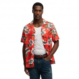 Риза с къс ръкав Superdry Hawaiian Print short sleeve shirt - Red (Hibiscus Red) риза,с,къс,ръкав,дамски,ризи,мъжки,ризи,superdry,hawaiian,print,short,sleeve,shirt,red,(hibiscus,red)
