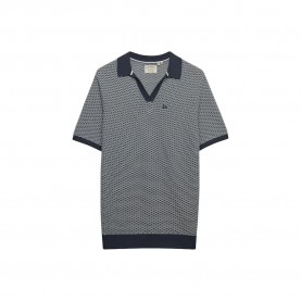Superdry Johnny Collar Knitted short sleeve polo - Grey (Stormy Navy Jacquard) дамски,блузи,с,яка,мъжки,блузи,с,яка,superdry,johnny,collar,knitted,short,sleeve,polo,grey,(stormy,navy,jacquard)