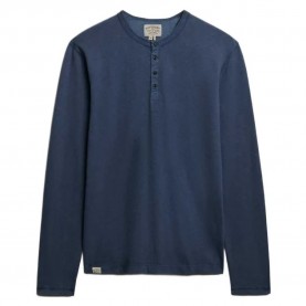 Тениска Superdry Slub Grandad long sleeve T-shirt - Blue (Dry Slate Blue) тениска,мъжки,тениски,дамски,тениски,superdry,slub,grandad,long,sleeve,t,shirt,blue,(dry,slate,blue)