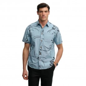 Риза с къс ръкав Superdry Vintage Loom short sleeve shirt - Blue (Mid Wash Blue Hawaiian) риза,с,къс,ръкав,дамски,ризи,мъжки,ризи,superdry,vintage,loom,short,sleeve,shirt,blue,(mid,wash,blue,hawaiian)