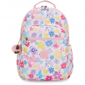 раница,раници,kipling,seoul,lap,27l,woman,backpack,white,(flower,stamp)