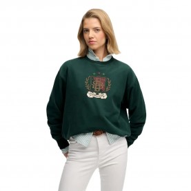 Блуза Superdry Crest Loose Crew sweatshirt - Green (Dark Pine Green) блуза,дамски,блузи,superdry,crest,loose,crew,sweatshirt,green,(dark,pine,green)
