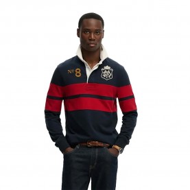 Блуза с яка Superdry Double Emblem Stripe Rugby long sleeve polo - Blue (Navy / Red Chest Band Stripe) блуза,с,яка,дамски,блузи,с,яка,мъжки,блузи,с,яка,superdry,double,emblem,stripe,rugby,long,sleeve,polo,blue,(navy,red,chest,band,stripe)