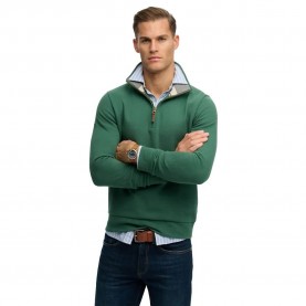 Блуза Superdry Essential Pique half zip sweatshirt - Green (Hunter Green) блуза,мъжки,пуловери,superdry,essential,pique,half,zip,sweatshirt,green,(hunter,green)