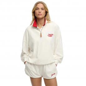 блуза,дамски,блузи,superdry,heritage,terry,half,zip,sweatshirt,beige,(cream)