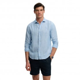 Риза с дълъг ръкав Superdry Riviera Linen long sleeve shirt - Blue (Classic Blue Stripe) риза,с,дълъг,ръкав,дамски,ризи,мъжки,ризи,superdry,riviera,linen,long,sleeve,shirt,blue,(classic,blue,stripe)