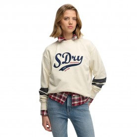 блуза,дамски,блузи,superdry,varsity,script,loose,crew,sweatshirt,beige,(cream)
