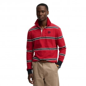 Блуза с яка Superdry Vintage Athletic Stripe Rugby long sleeve polo - Red (Red Stripe) блуза,с,яка,дамски,блузи,с,яка,мъжки,блузи,с,яка,superdry,vintage,athletic,stripe,rugby,long,sleeve,polo,red,(red,stripe)