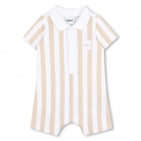 BOSS J53032 short sleeve romper - Beige / White (Beige) детски,облекла,за,момчета,boss,j53032,short,sleeve,romper,beige,white,(beige)