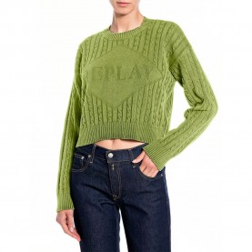 Блуза Replay DK4212.000.G21280G sweater - Green (Calla Green) блуза,мъжки,пуловери,дамски,пуловери,replay,dk4212.000.g21280g,sweater,green,(calla,green)
