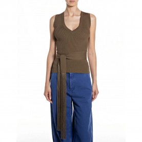 Блуза Replay DK4215.000.G23778 Sleeveless Sweater - Brown (Beech Brown) блуза,мъжки,пуловери,дамски,пуловери,replay,dk4215.000.g23778,sleeveless,sweater,brown,(beech,brown)