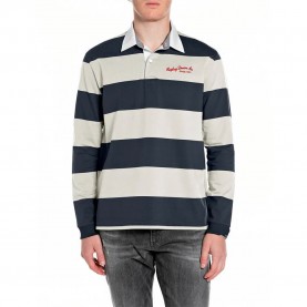 Replay M3468 .000.52894 long sleeve polo - Blue (Navy / Ecru) дамски,блузи,с,яка,мъжки,блузи,с,яка,replay,m3468,.000.52894,long,sleeve,polo,blue,(navy,ecru)