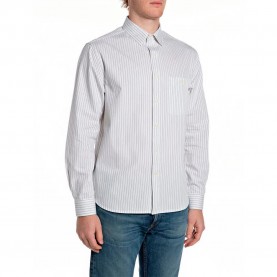 Риза с дълъг ръкав Replay M4144 .000.52878 long sleeve shirt - White (Light Blue) риза,с,дълъг,ръкав,дамски,ризи,мъжки,ризи,replay,m4144,.000.52878,long,sleeve,shirt,white,(light,blue)