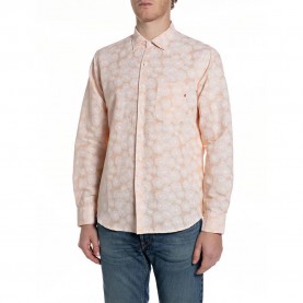 Риза с дълъг ръкав Replay M4148 .000.75090 long sleeve shirt - Orange (White / Light Orange) риза,с,дълъг,ръкав,дамски,ризи,мъжки,ризи,replay,m4148,.000.75090,long,sleeve,shirt,orange,(white,light,orange)