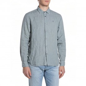Риза с дълъг ръкав Replay M4159 .000.81388B long sleeve shirt - Grey (Pewter Blue) риза,с,дълъг,ръкав,дамски,ризи,мъжки,ризи,replay,m4159,.000.81388b,long,sleeve,shirt,grey,(pewter,blue)