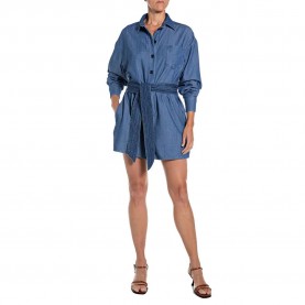 Replay W1079 .000.252 17A long sleeve romper - Blue (Medium Blue) дамски,гащеризони,replay,w1079,.000.252,17a,long,sleeve,romper,blue,(medium,blue)