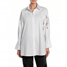 Риза с дълъг ръкав Replay W2383 .000.85533 long sleeve shirt - White (White) риза,с,дълъг,ръкав,дамски,ризи,мъжки,ризи,replay,w2383,.000.85533,long,sleeve,shirt,white,(white)