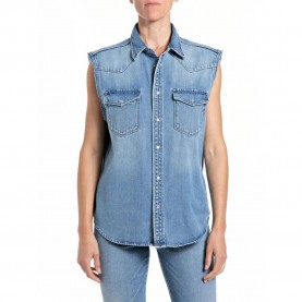 Потник Replay W2437 .000.624 15A Sleeveless Shirt - Blue (Medium Blue) потник,дамски,ризи,мъжки,ризи,replay,w2437,.000.624,15a,sleeveless,shirt,blue,(medium,blue)