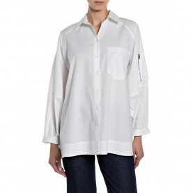 Риза с дълъг ръкав Replay W2369 .000.85480 long sleeve shirt - White (White) риза,с,дълъг,ръкав,дамски,ризи,мъжки,ризи,replay,w2369,.000.85480,long,sleeve,shirt,white,(white)