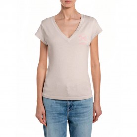 Тениска Replay W3467A.000.23792G short sleeve v neck T-shirt - Beige (Silver Cloud) тениска,мъжки,тениски,дамски,тениски,replay,w3467a.000.23792g,short,sleeve,v,neck,t,shirt,beige,(silver,cloud)