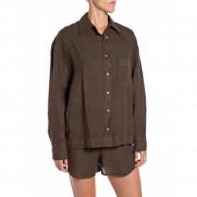 Риза с дълъг ръкав Replay W2388 .000.85574G long sleeve shirt - Brown (Coffee) риза,с,дълъг,ръкав,дамски,ризи,мъжки,ризи,replay,w2388,.000.85574g,long,sleeve,shirt,brown,(coffee)