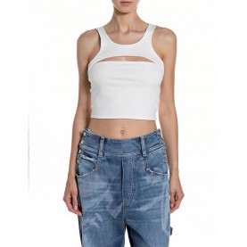 Потник Replay W3489 .000.23993 Sleeveless Top - White (Natural White) потник,дамски,топове,replay,w3489,.000.23993,sleeveless,top,white,(natural,white)