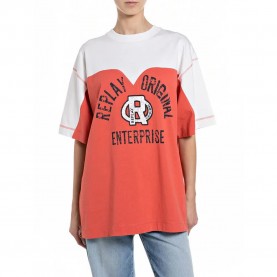 Тениска Replay W3803 .000.22662W short sleeve T-shirt - Orange (Chalk / Nantucket Red) тениска,мъжки,тениски,дамски,тениски,replay,w3803,.000.22662w,short,sleeve,t,shirt,orange,(chalk,nantucket,red)