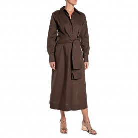 Рокля Replay W9228 .000.85480 long sleeve long dress - Brown (Coffee) рокля,дамски,поли,и,рокли,replay,w9228,.000.85480,long,sleeve,long,dress,brown,(coffee)