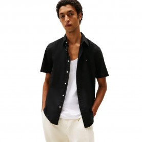 риза,с,къс,ръкав,мъжки,ризи,tommy,hilfiger,mw0mw37584,short,sleeve,shirt,black,(black)