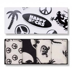 чорапи,мъжки,чорапи,дамски,чорапи,happy,socks,black,and,whites,gift,set,crew,socks,4,pairs,white,(black)