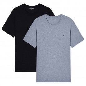 Emporio armani EM000391_AF18881 short sleeve base layer 2 units - Black / Grey (Grey Melange / Black) мъжко,бельо,emporio,armani,em000391,af18881,short,sleeve,base,layer,2,units,black,grey,(grey,melange,black)