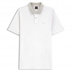 BOSS Pe Oxford New short sleeve polo - White (Open Grey) дамски,блузи,с,яка,мъжки,блузи,с,яка,boss,pe,oxford,new,short,sleeve,polo,white,(open,grey)